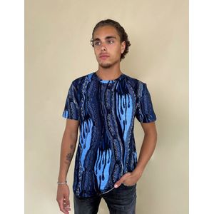 Carlo Colucci - C3486 - T-shirt - Créme/Blauw - 3D Knit-Print