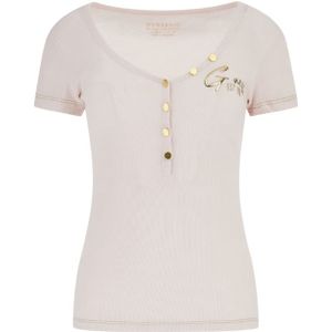 Guess Ss Henley Olympia Top - Pure White