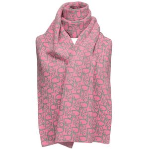 Pinko Jacquard Logo Sjaal - Pink/Grey