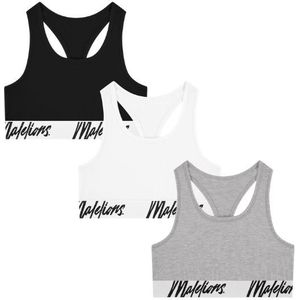 Malelions Women Bralette 3-Pack - White/Grey/Black L