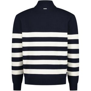 Purewhite Striped Half Zip Sweater - Navy S