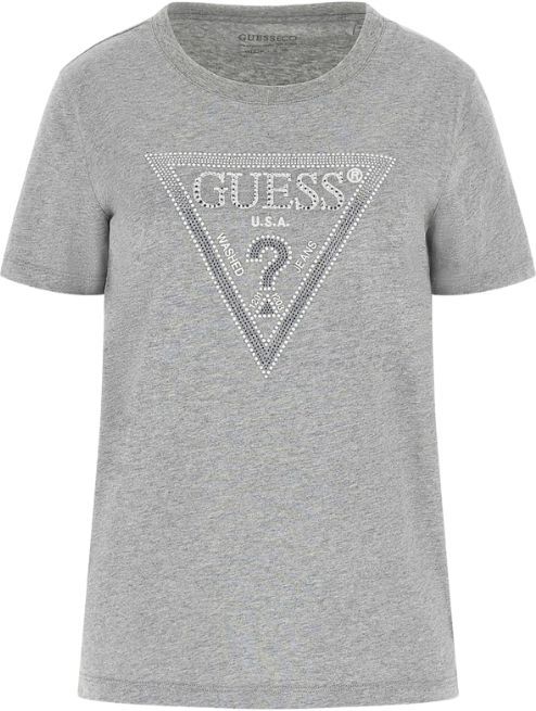 Guess - SS CN Krystal Triangle Tee - Licht Melange Grijs - T-shirt