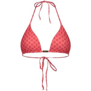Malelions Women Tara Monogram Bikini Top - Coral/Pink M