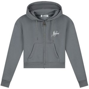 Malelions Women Cropped Zip Hoodie - Dark Grey XS