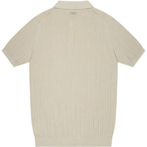 Quotrell Jay Knitted Polo - Stone/Off White L