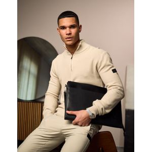 Malelions Knit Quarter Zip - Taupe M
