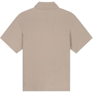Malelions Seersucker Buttonless Polo - Taupe XXL