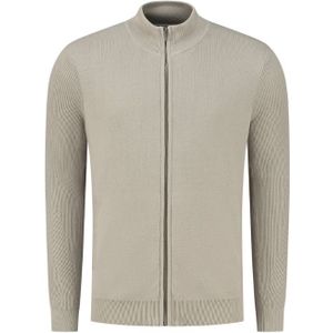 Purewhite Ripped Knit Zip Cardigan - Taupe