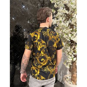 Men Allover Color T-shirt - Black/Gold XL