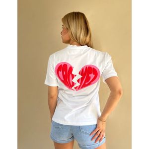 Croyez Women Broken Puffed Heart T-Shirt - White/Red XS