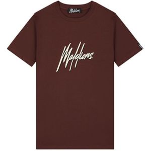 Malelions Duo Essentials T-Shirt - Brown/Off White