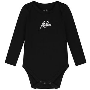 Malelions Baby Long Sleeve Bodysuit - Black 3-6M