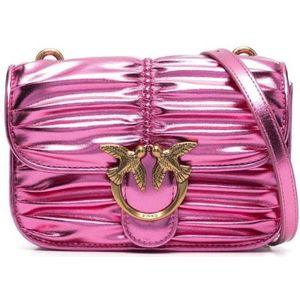 Pinko Love Ruched Crossbody Tas - Pink/Gold ONE