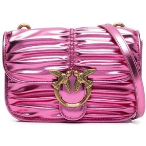 Pinko Love Ruched Crossbody Tas - Pink/Gold