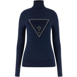 Guess LS Melanie Triangle Logo Sweater - Suiting Blue M