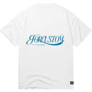 JorCustom Script Loose Fit T-Shirt - White/Petrol XS