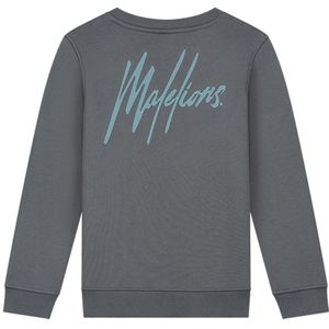 Malelions Kids Striped Signature Sweater - Dark Grey/Ice Blue 128