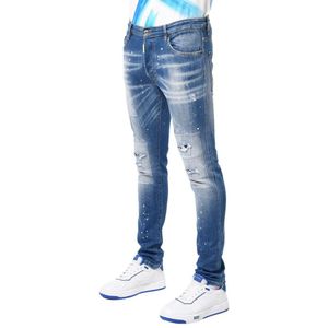 Denim Skinny Jeans - Denim/White 30