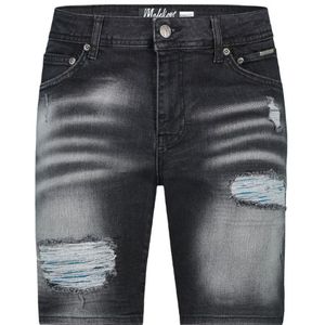 Malelions Biker Denim Short - Black/Teal 26