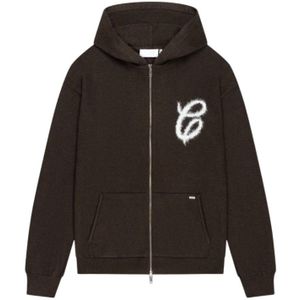 Croyez Women Fluffy Essence Knit Zip-Hoodie - Brown XXS