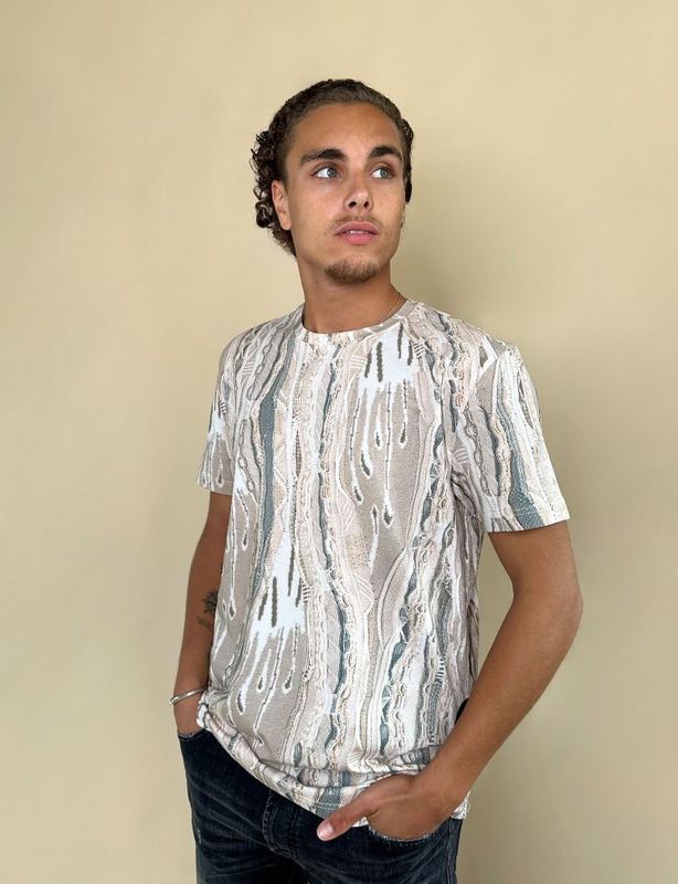 Carlo Colucci - C3486 - T-shirt - Camel Multicolor - Slim Fit