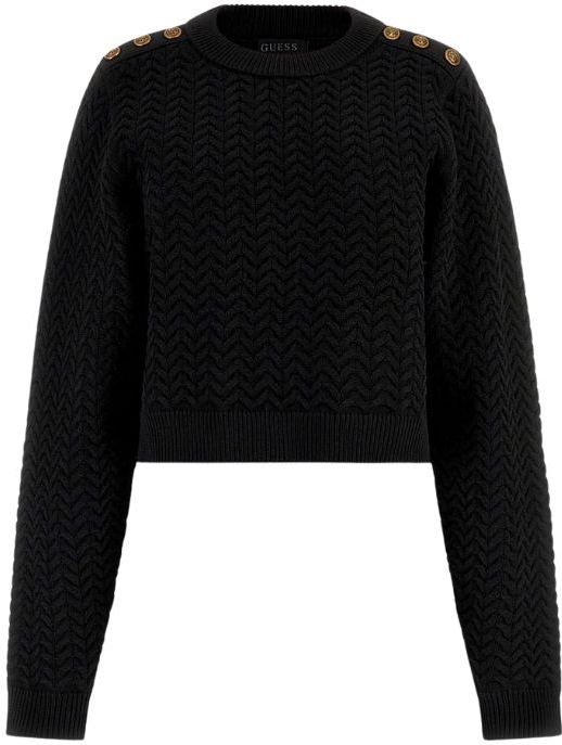 Guess LS CN Logo Button Reona Sweater - Jet Black XS