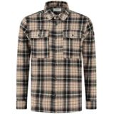 Purewhite Wool Look Check Overshirt - Brown