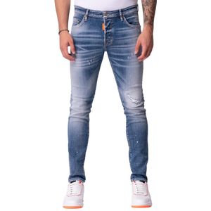 Orange And White Spotted Jeans - denim 30