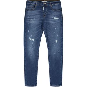 Slim-Fit Denim Paint Jeans - Dark Blue 31