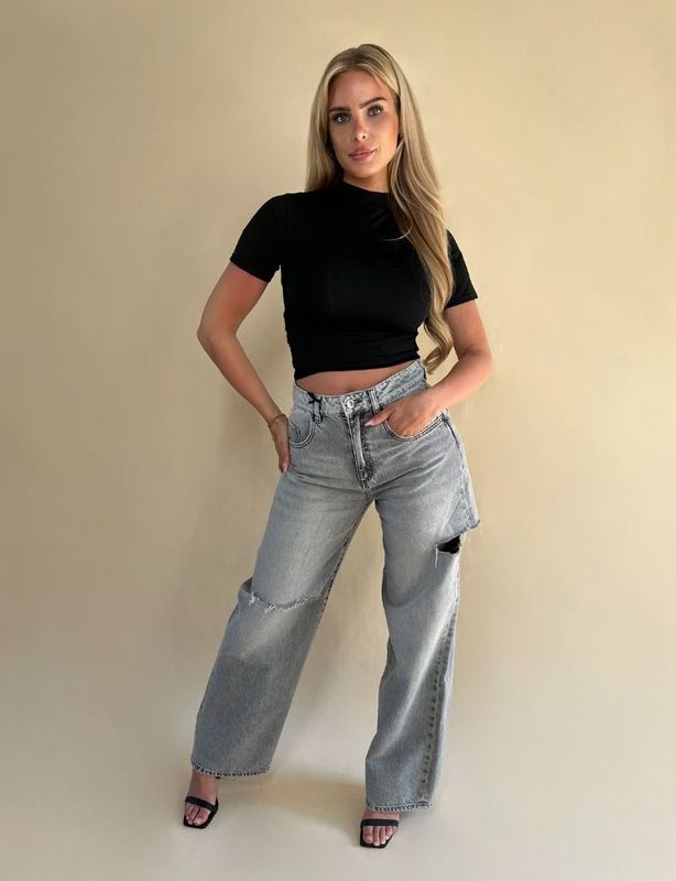 Poppy - 1004 - Jeans - Lichtgrijs - Wijdvallende Pasvorm - High Waist