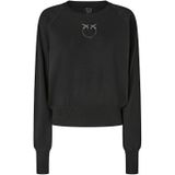 Pinko - Trui met Love Birds-logo - Zwart - Wol - Dames