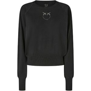 Pinko - Trui met Love Birds-logo - Zwart - Wol - Dames