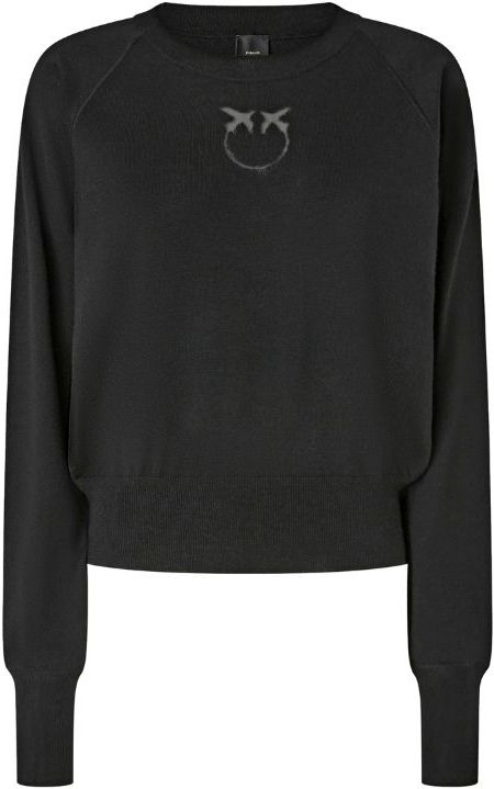 Pinko - Trui met Love Birds-logo - Zwart - Wol - Dames