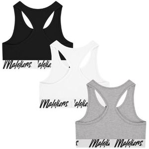 Malelions Women Bralette 3-Pack - White/Grey/Black S