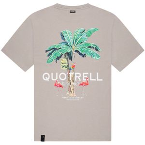 Quotrell Women Resort T-Shirt - Taupe/Off White
