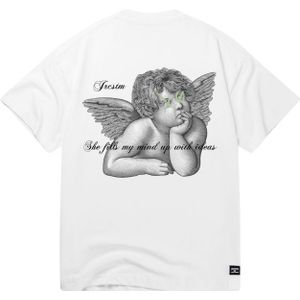 JorCustom Angel Loose Fit T-Shirt - White/SageGreen XS