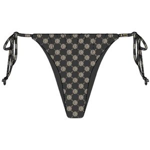 Malelions Women Tara Monogram Bikini Bottom - Black XS