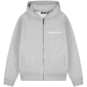 JorCustom Ribbon Fleece Zipped Hoodie - Grey Melange XS