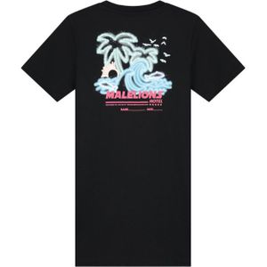 Malelions Girls Paradise T-Shirt Dress - Black/Hot Pink 4
