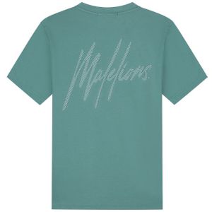 Malelions Striped Signature T-Shirt - Green XS