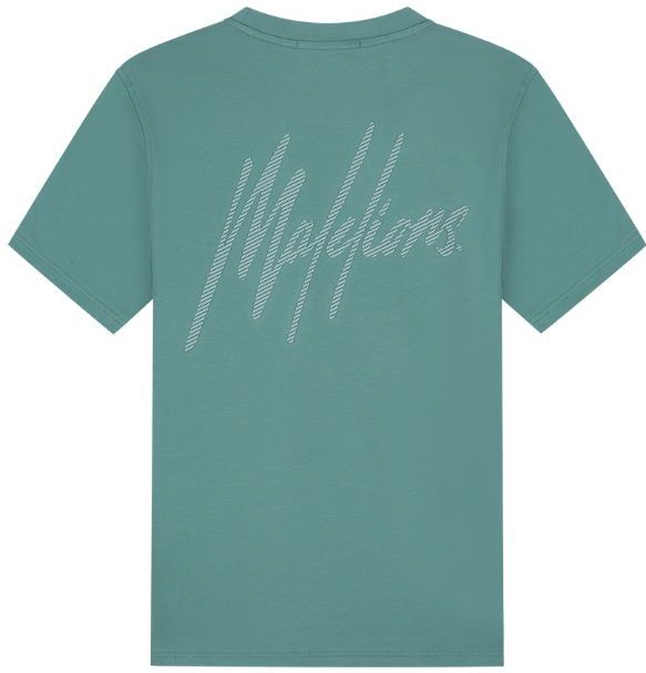 Malelions Striped Signature T-Shirt - Green XS