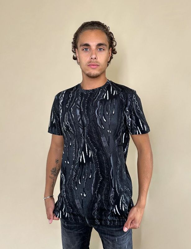 Carlo Colucci - C3486 - T-shirt - Zwart Multicolor - 3D Knit-Print