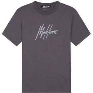Malelions Essentials T-Shirt - Light Grey/Turquoise XXS