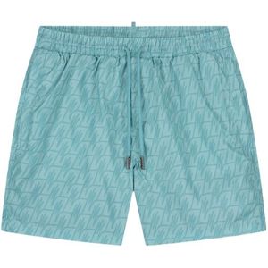 Malelions Monogram Swim Shorts - Dusty Turquoise XS
