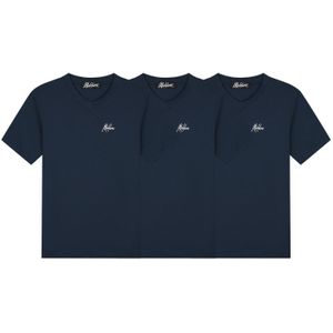 Malelions Signature V-Neck T-Shirt 3-Pack - Navy XS