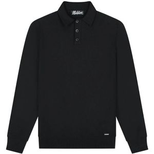 Malelions - Knitted Long Sleeve Polo - Zwart - Polo