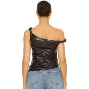 La Sisters - Leather Twist Top - Zwart - Erotische topjes