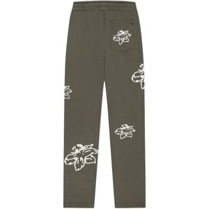 Croyez Straight Leg Flower Sweatpants - Dusty Olive XS