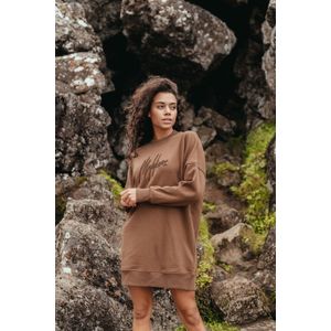 Malelions Women Signature Sweater Dress - Cocoa Brown XS