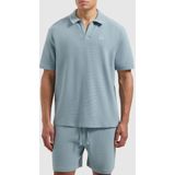 Initials Waffle Polo - Blue/Grey M